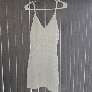 White Crochet Knit Spaghetti-Strap Dress Olive & Oak Sz S